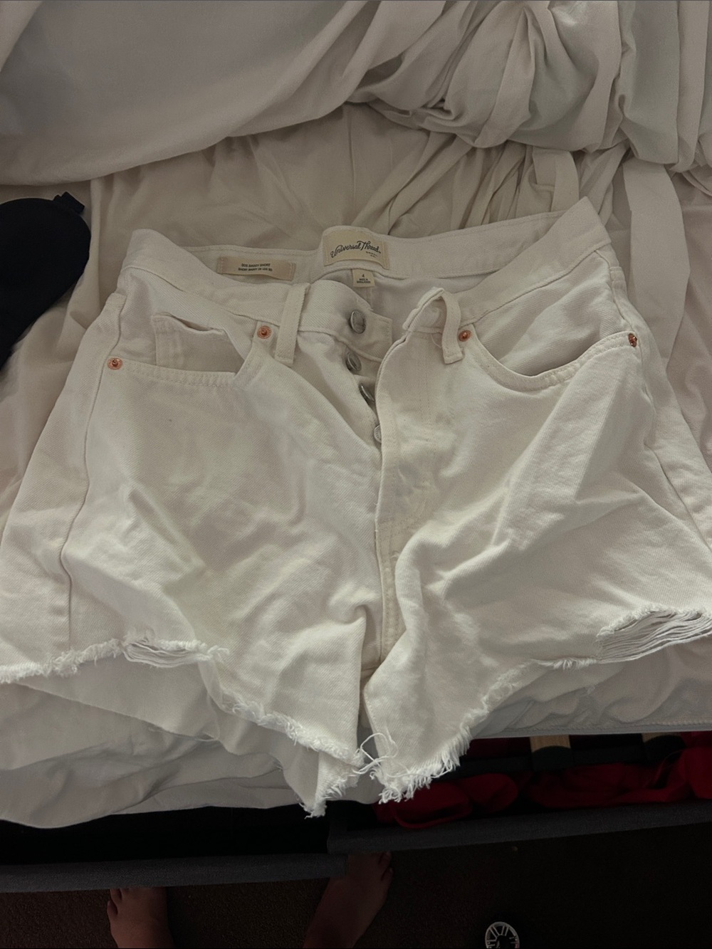 Universal Thread White High-Rise Frayed Hem Denim Shorts